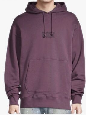 HELMUT LANG Distort Hoodie Sweatshirt in MULBERRY Size Large